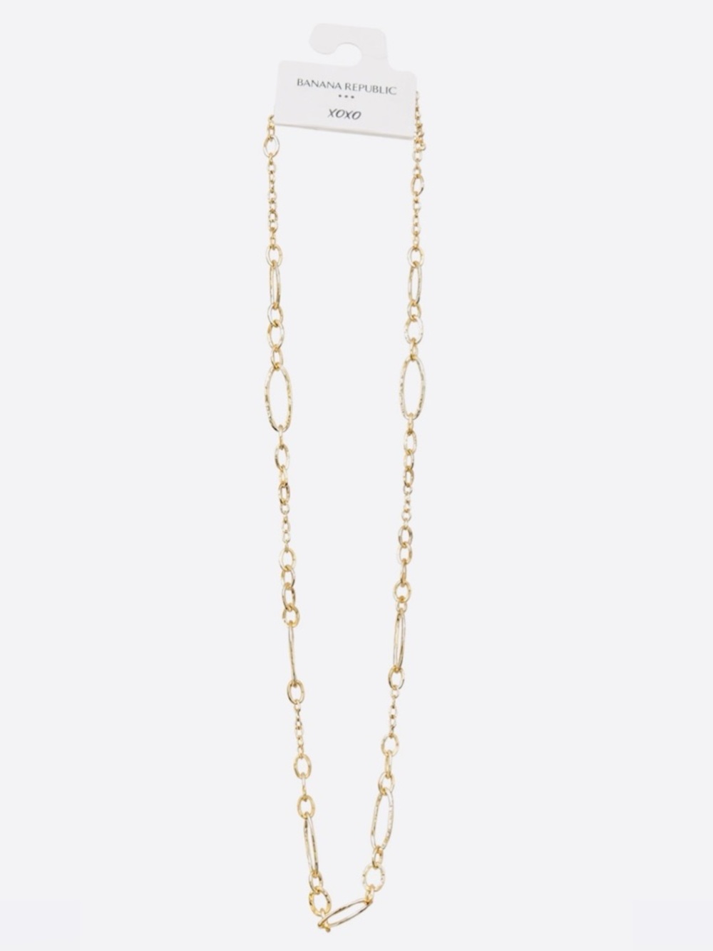 Banana Republic Long Gold Layering Chain - Hammered Metal